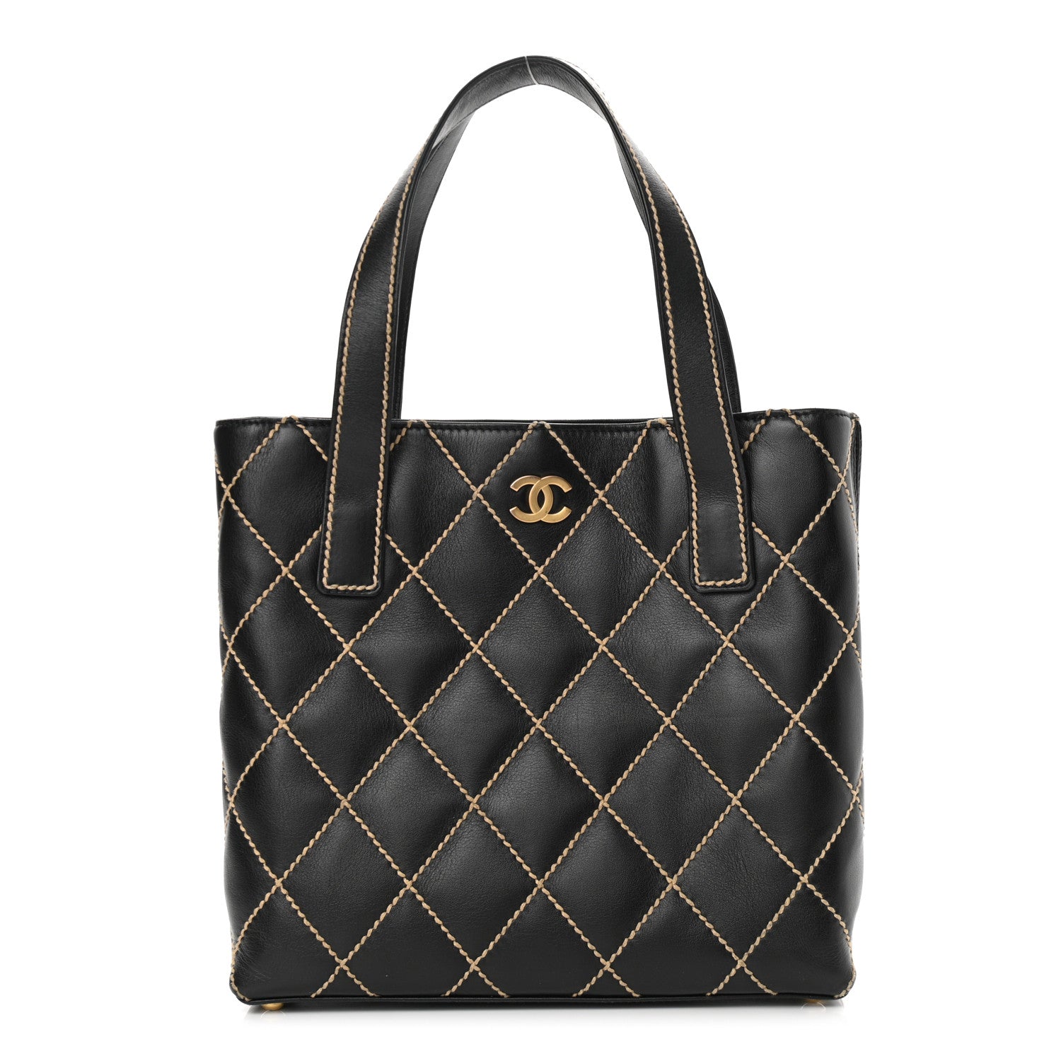 Chanel Calfskin Contrast Stitch Surpique Tote Black 1 of 11