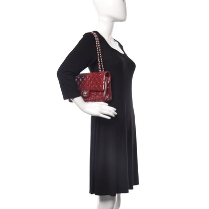 Chanel Patent Calfskin Quilted Medium Double Flap Dark Red 2 of 13