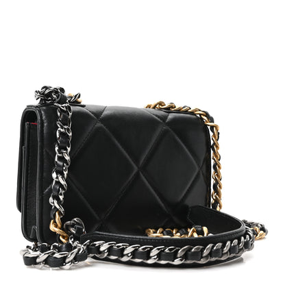 Chanel Lambskin Quilted Chanel 19 Wallet On Chain WOC Black 3 of 11