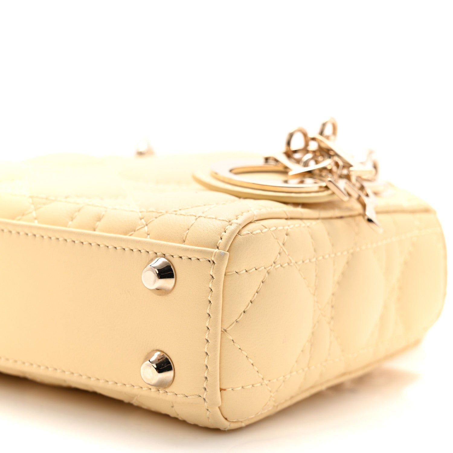 Christian Dior Lambskin Cannage Micro Lady Dior Soft Yellow 10 of 11