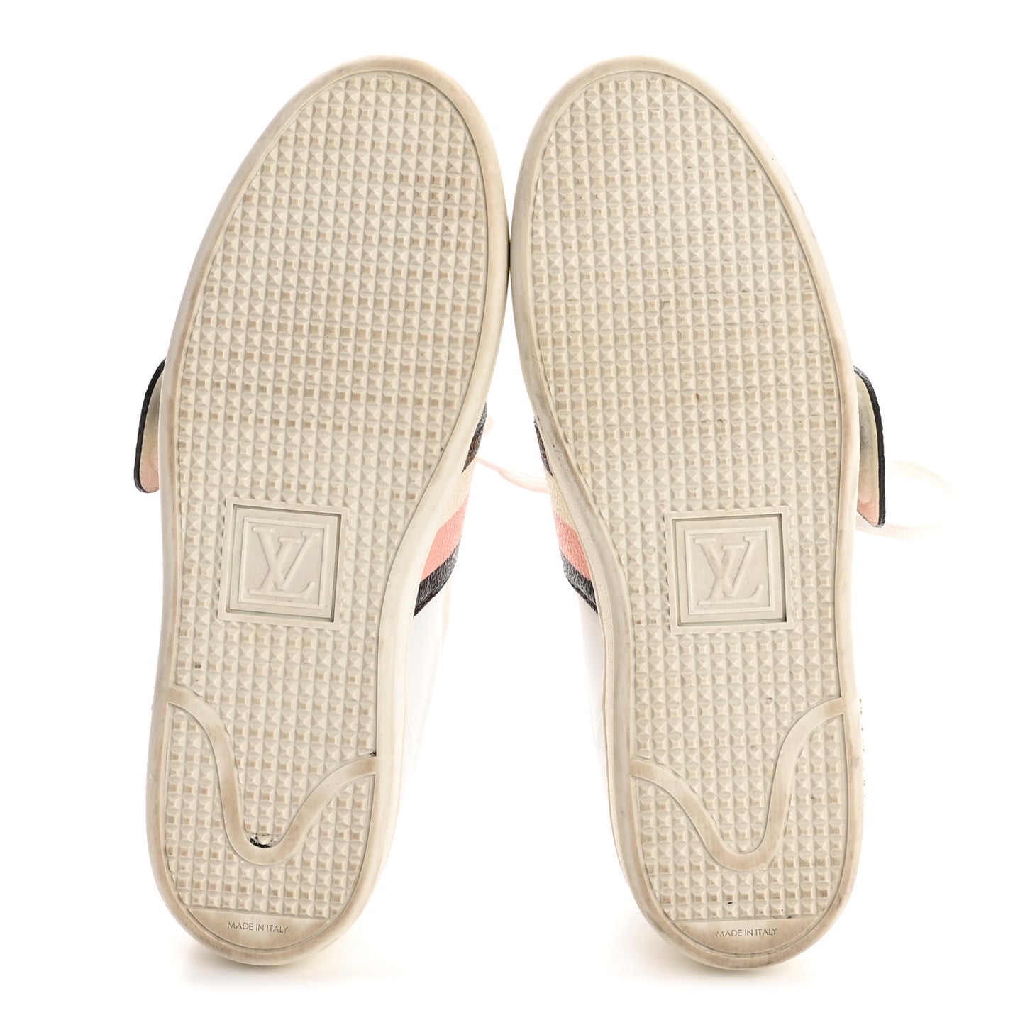 Calfskin Monogram Striped Frontrow Sneakers 38.5 White