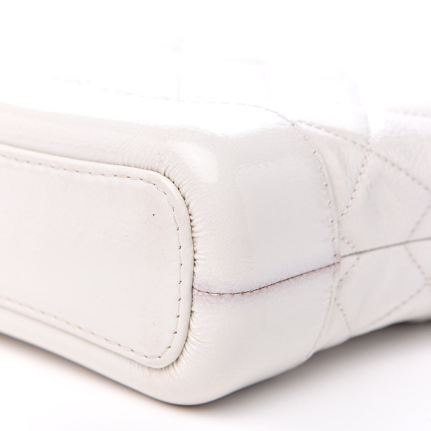 Patent Goatskin Quilted Small Gabrielle Hobo White