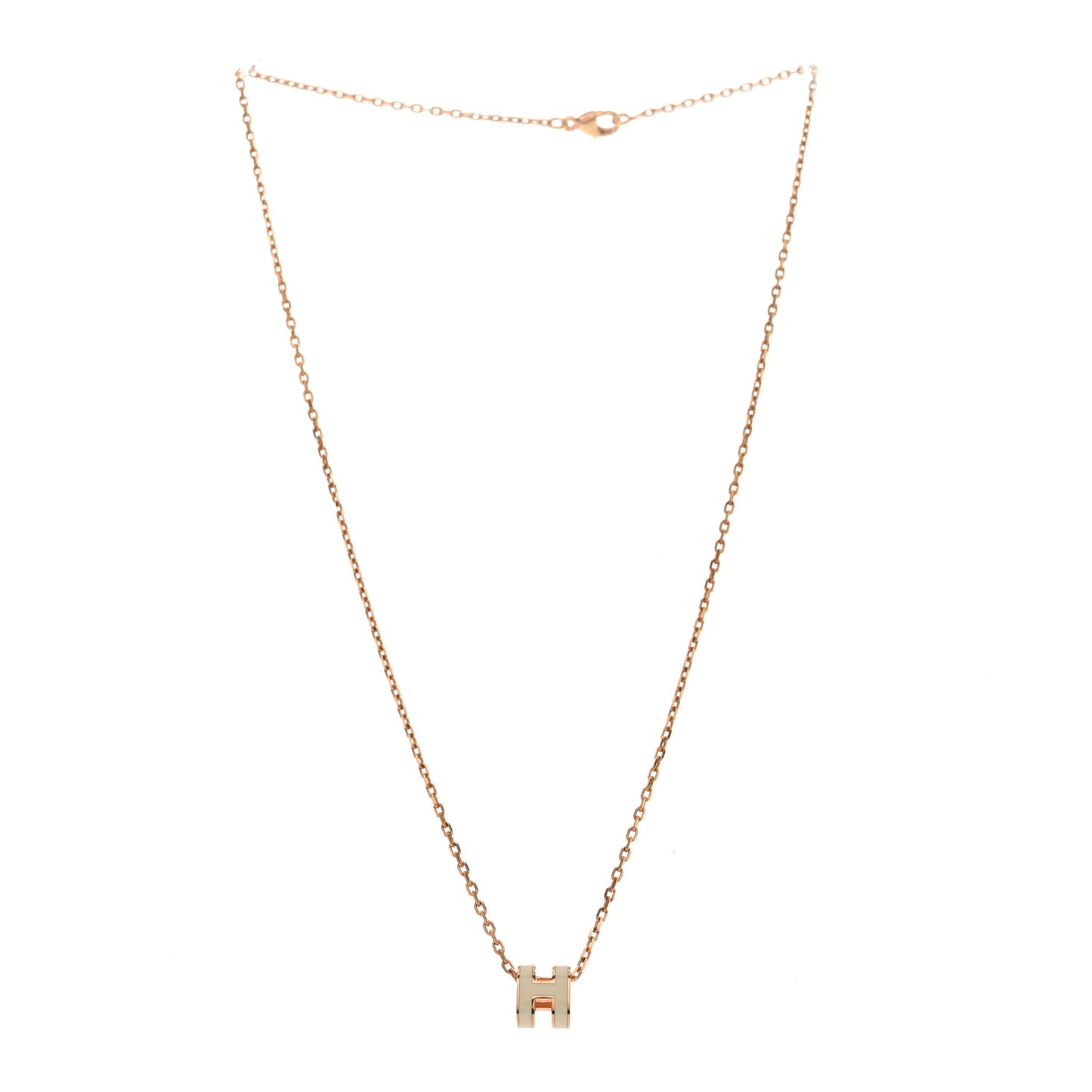 Lacquered Rose Gold Mini Pop H Pendant Necklace White