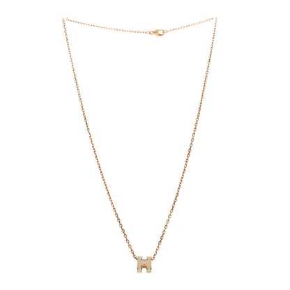 Hermes Lacquered Rose Gold Mini Pop H Pendant Necklace White 3 of 6