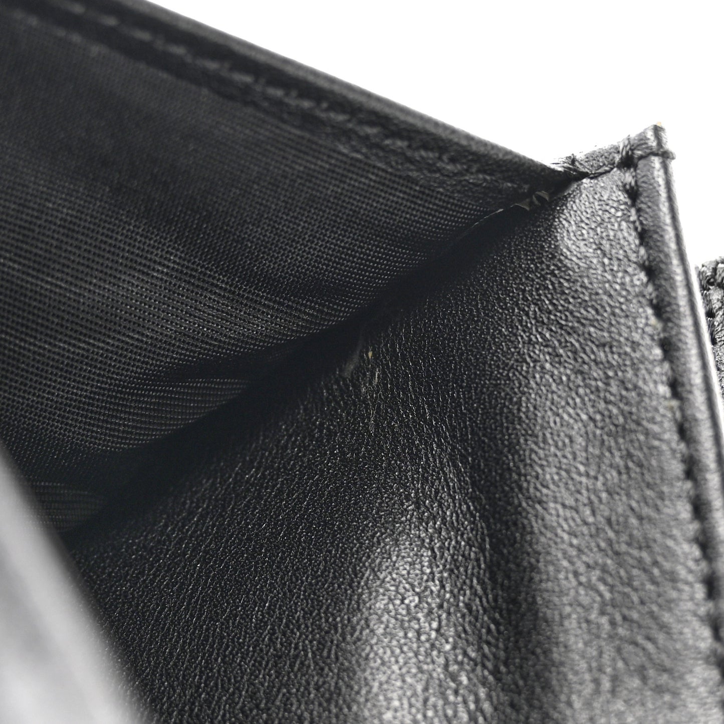 Calfskin Quilted Compact Wallet Black