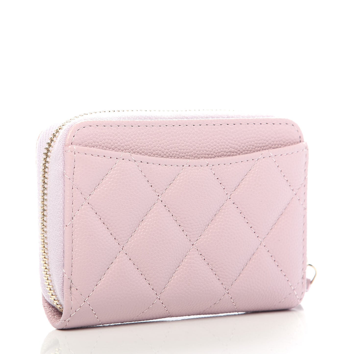 Caviar Quilted Zip Coin Purse Light Pink