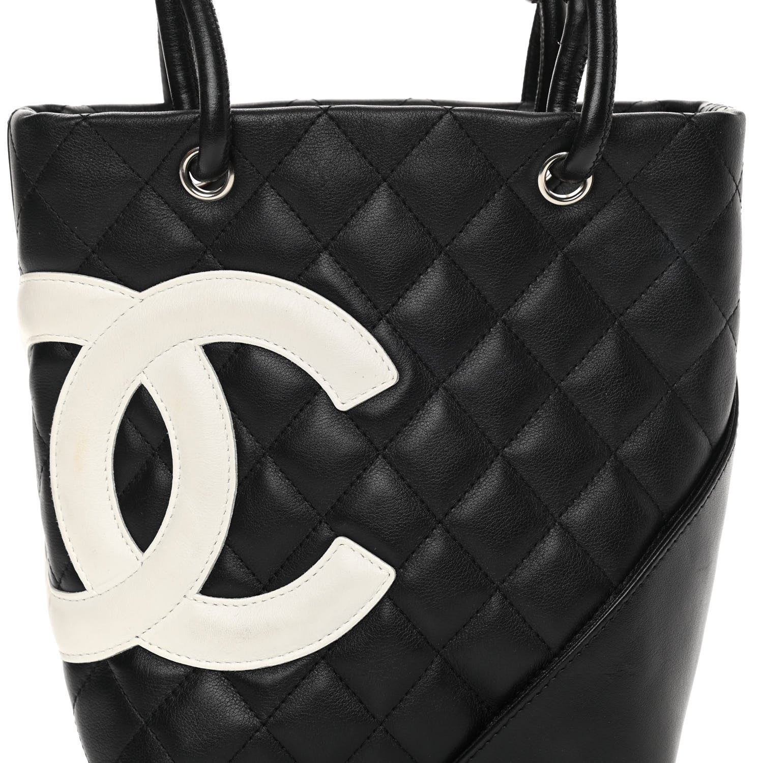 Chanel Calfskin Quilted Medium Cambon Tote Black White 8 of 17