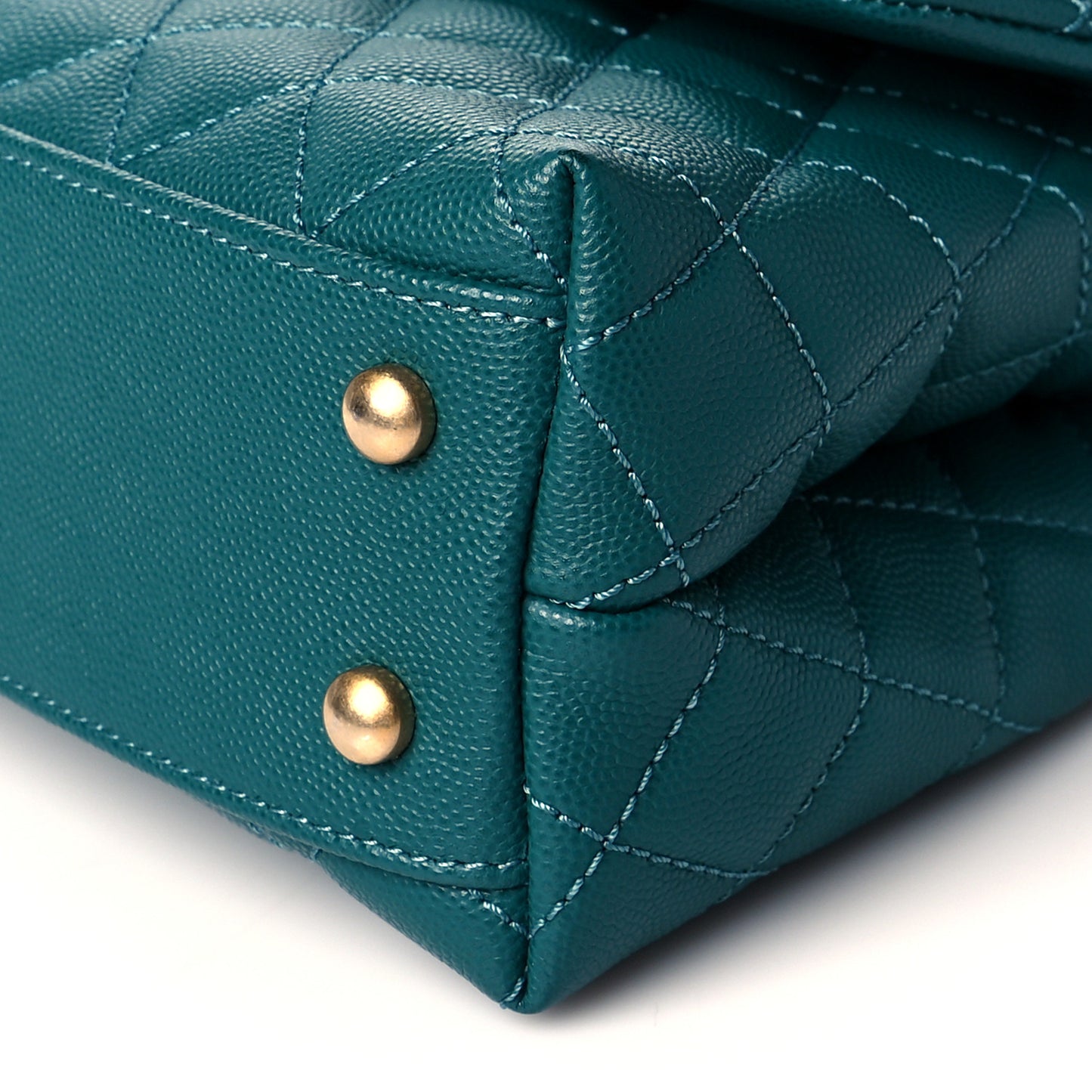 Caviar Quilted Mini Coco Handle Flap Green