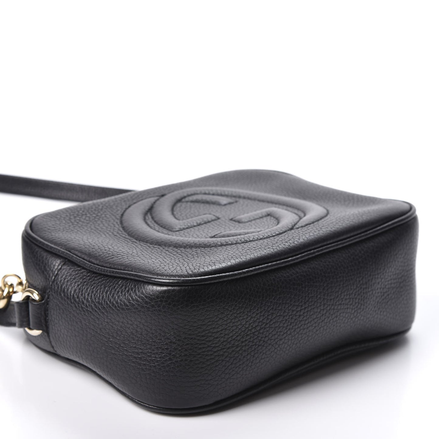 Pebbled Calfskin Small Soho Disco Bag Black
