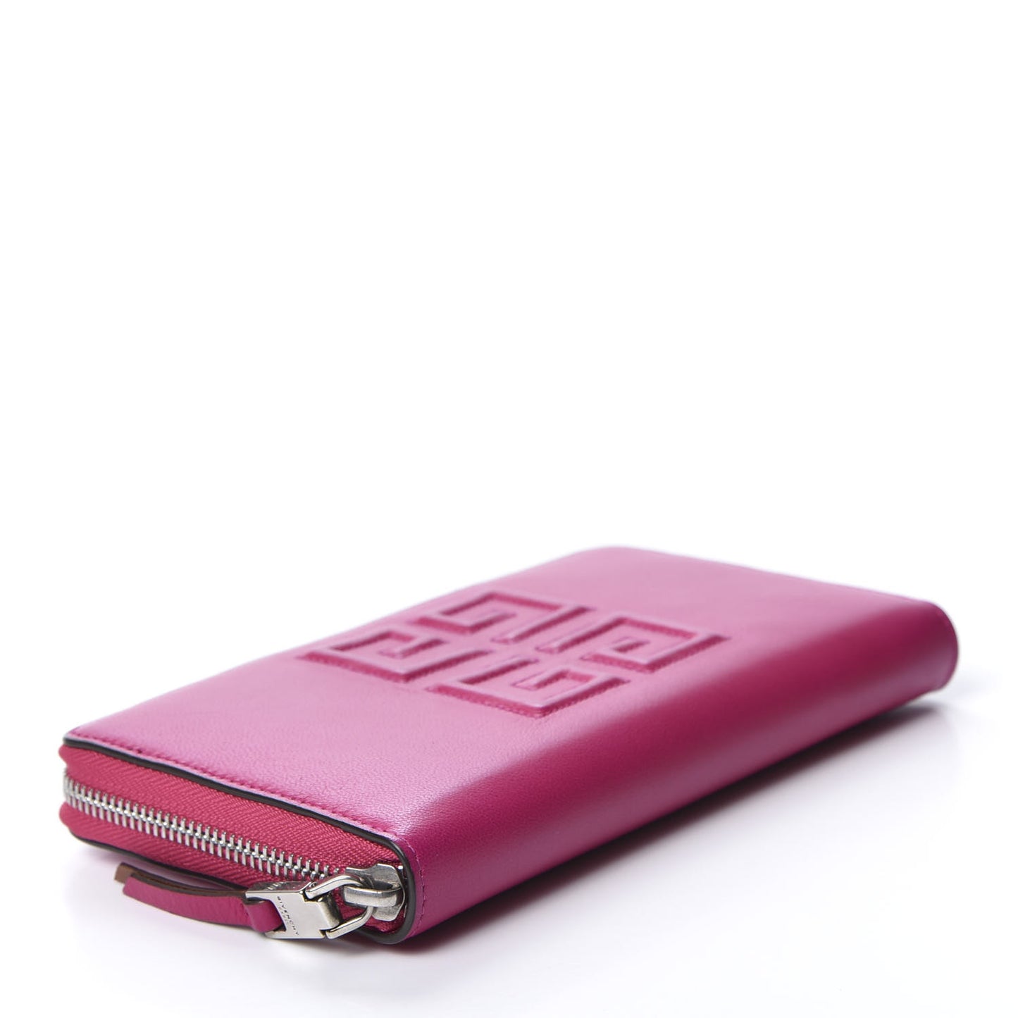 Lambskin Logo Zip Around Wallet Fuchsia