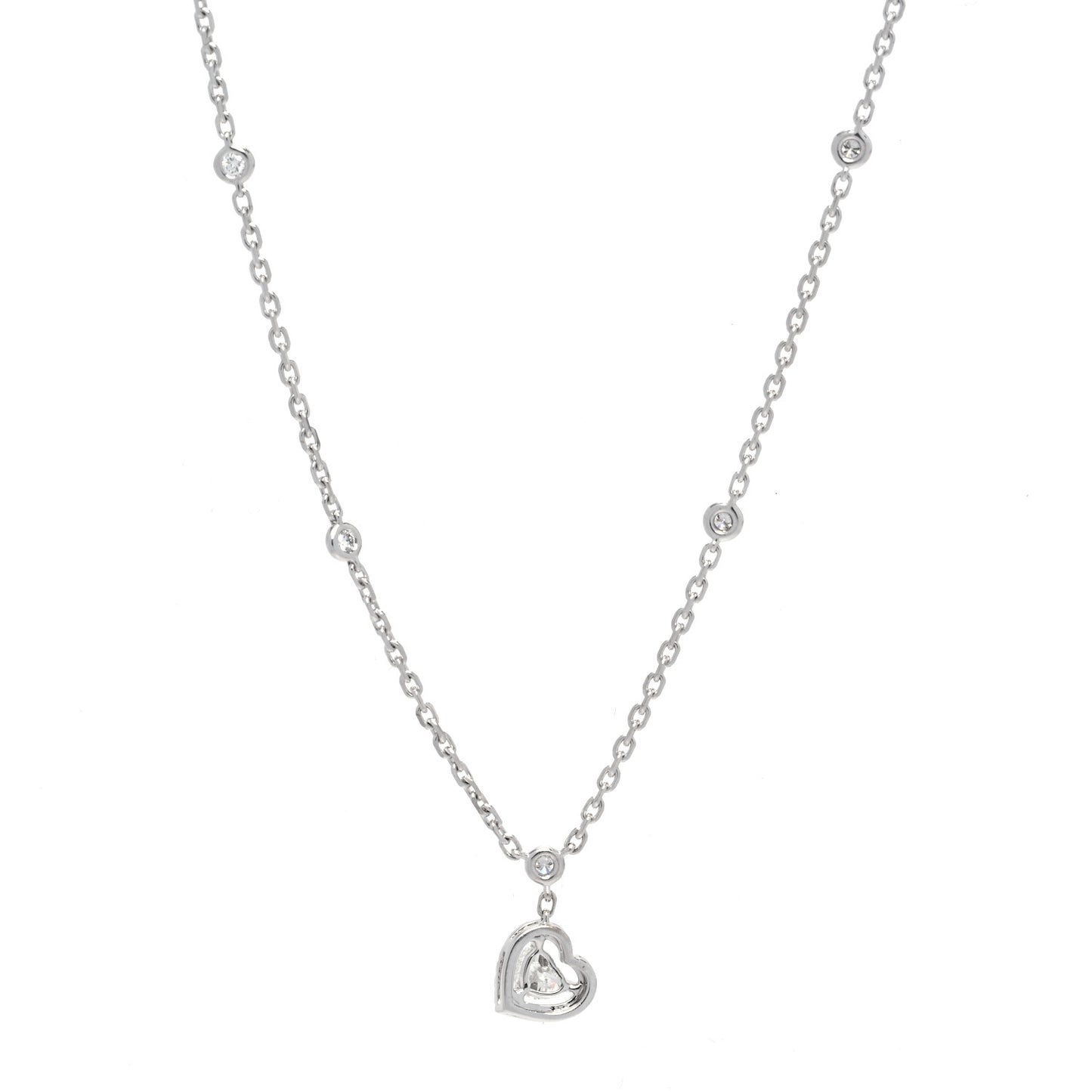 18K White Gold Diamond Joy Coeur Heart Pendant Necklace