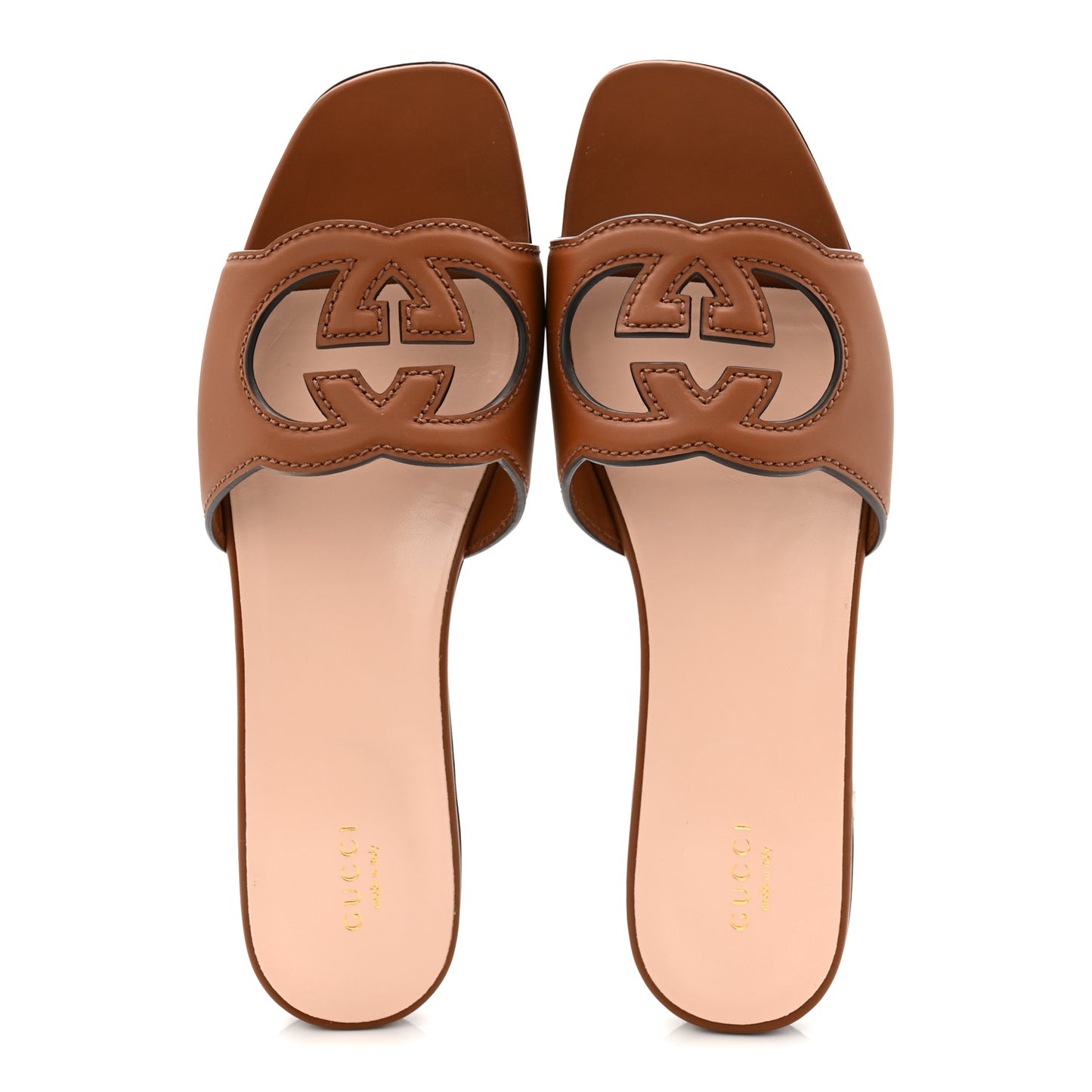 Cosmos Softy Calfskin Interlocking G Cut Out Slide Sandals 41 Cuir