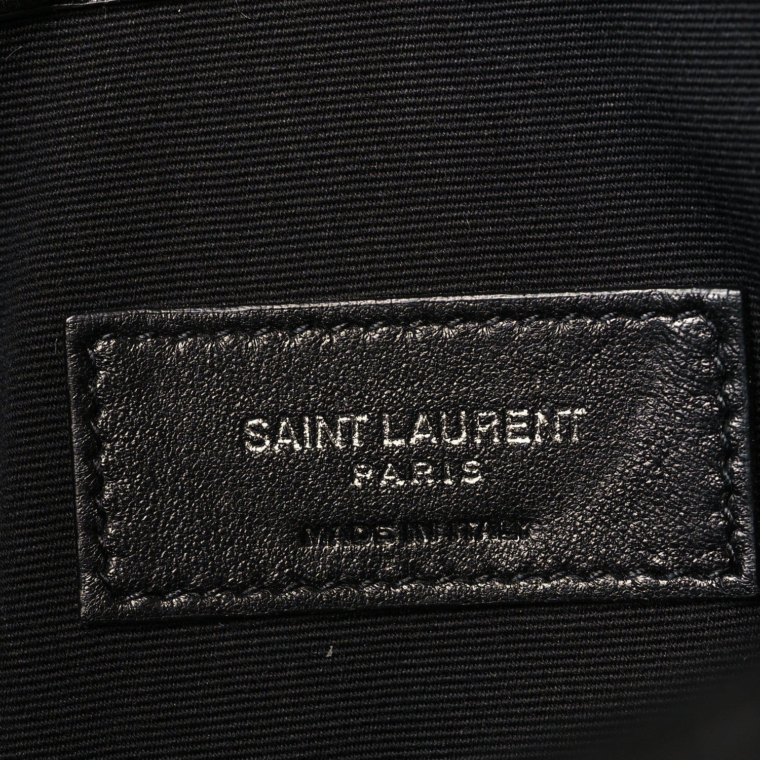Saint Laurent Calfskin Crocodile Embossed Uptown Monogram Pouch Black 6 of 7
