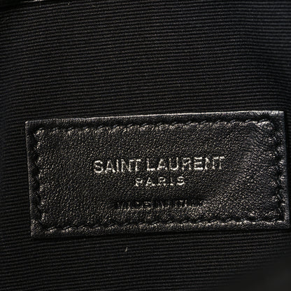 Saint Laurent Calfskin Crocodile Embossed Uptown Monogram Pouch Black 6 of 7