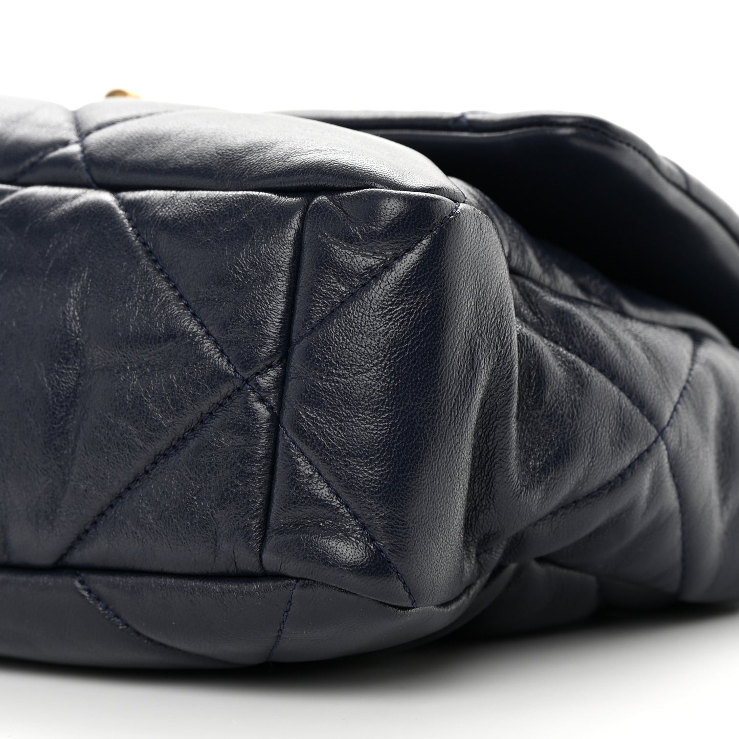 Goatskin Quilted Large Chanel 19 Flap Navy Blue