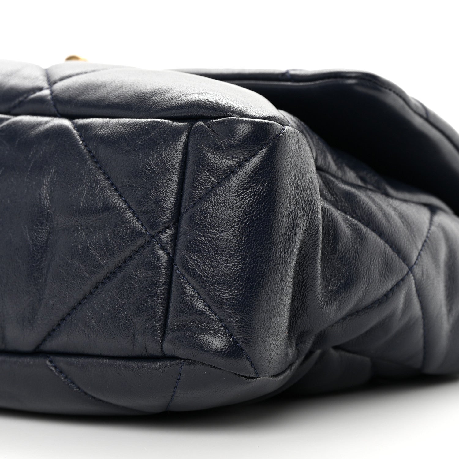 Chanel Goatskin Quilted Large Chanel 19 Flap Navy Blue 10 of 11