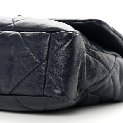 Chanel Goatskin Quilted Large Chanel 19 Flap Navy Blue 10 of 11