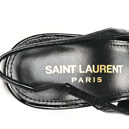 Saint Laurent Patent Opyum Crocodile Embossed Slingback Pumps 36 Black 8 of 10