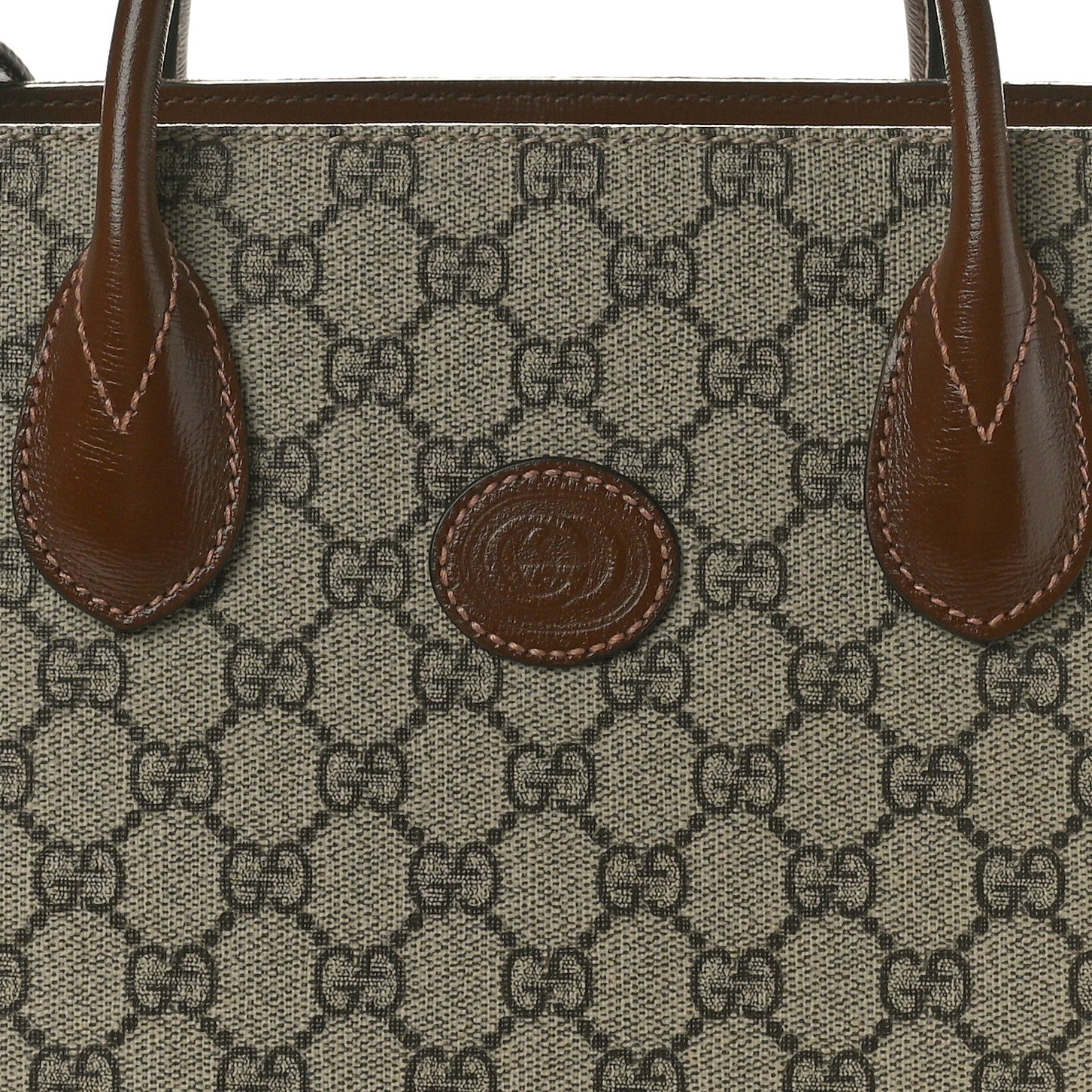 Gucci GG Supreme Monogram Azalea Calfskin Small Retro Interlocking G Tote Bag Beige Ebony Brown Sugar 8 of 10