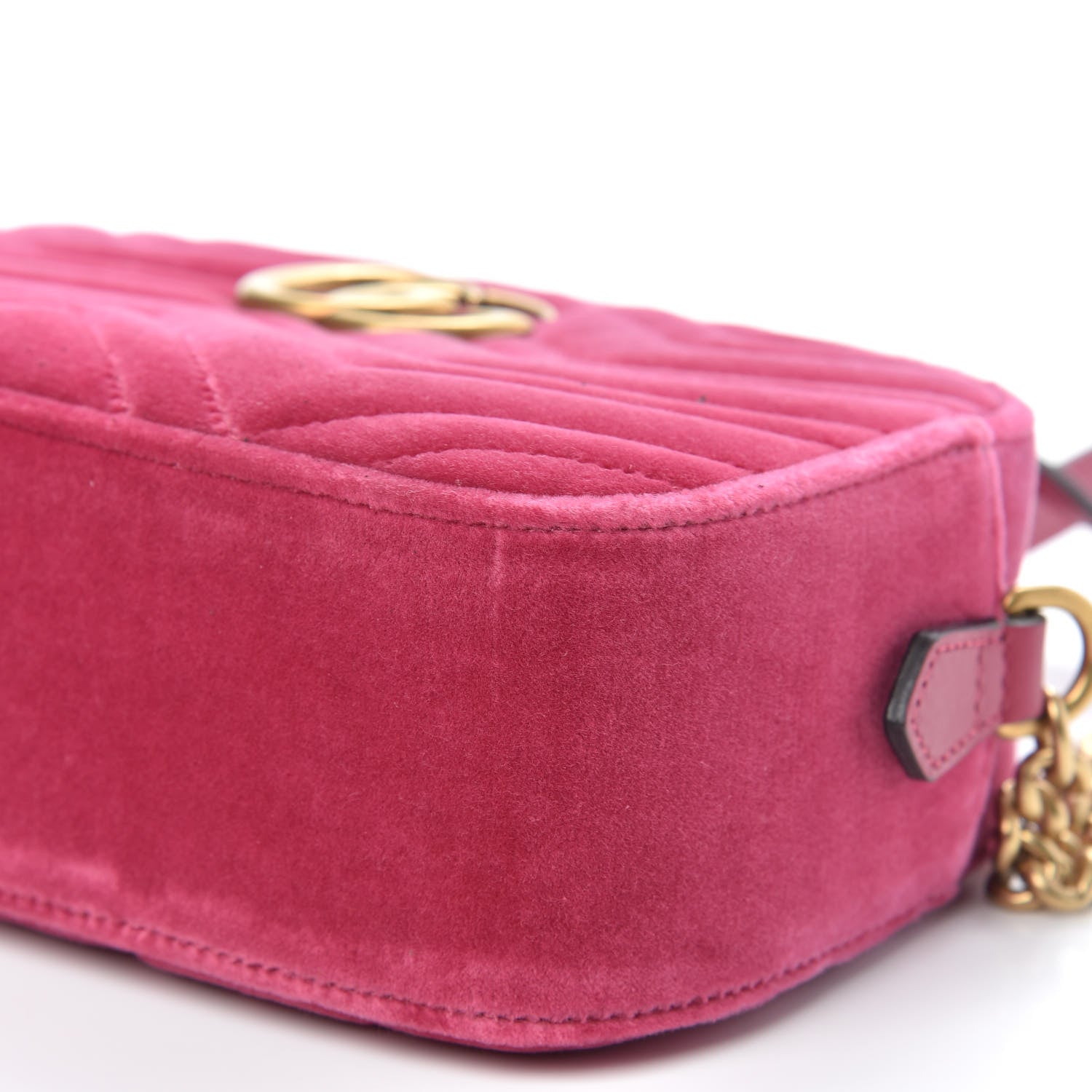 Gucci Velvet Matelasse Small GG Marmont Chain Shoulder Bag Light Raspberry Rose 10 of 12
