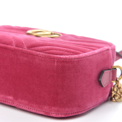 Gucci Velvet Matelasse Small GG Marmont Chain Shoulder Bag Light Raspberry Rose 10 of 12