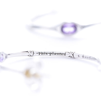 John Hardy Sterling Silver Amethyst Bamboo Hoop Earrings 3 of 5