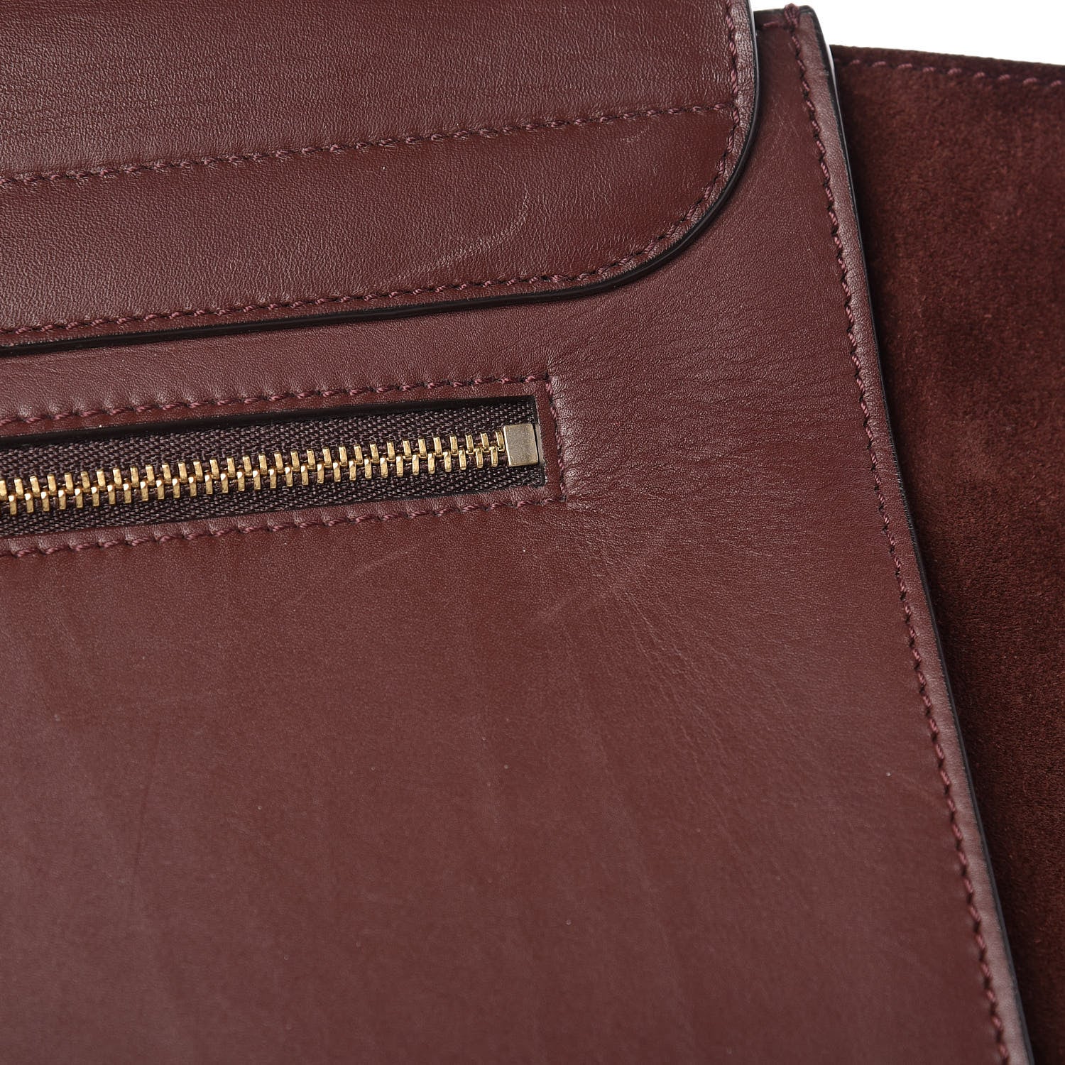 Celine Smooth Calfskin Suede Large Trapeze Burgundy 10 of 21
