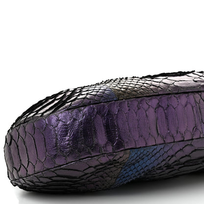 Chanel Metallic Snakeskin Kisslock Frame Chain Bag Purple Multicolor 9 of 10