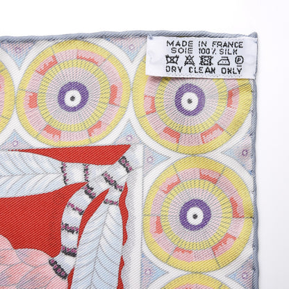 Hermes Silk The Savana Dance Pocket Square Scarf Rouge Gris Violine 7 of 7