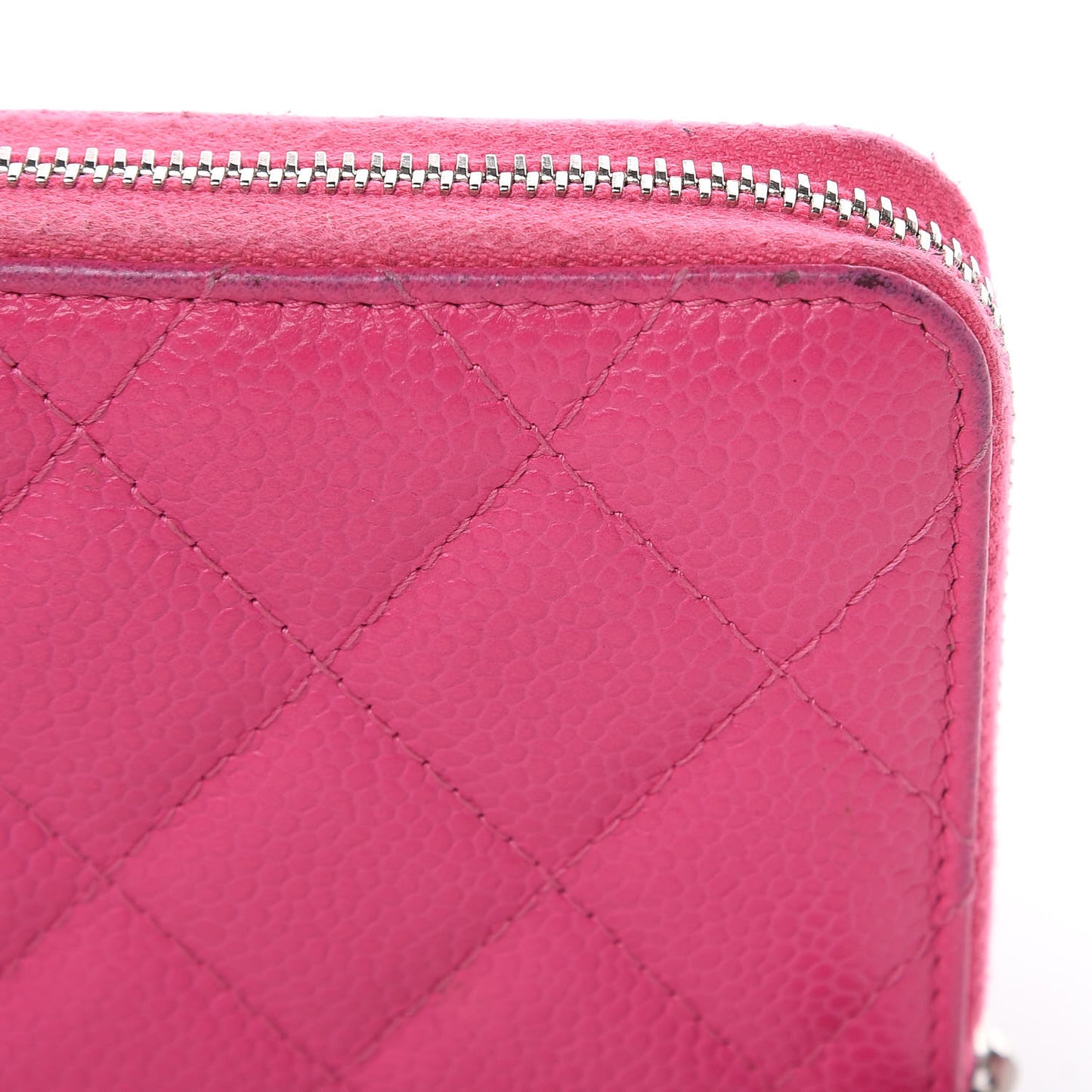 Caviar Quilted Medium Zip Around Wallet Pink