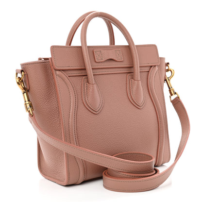 Celine Drummed Calfskin Nano Luggage Antique Rose 3 of 11