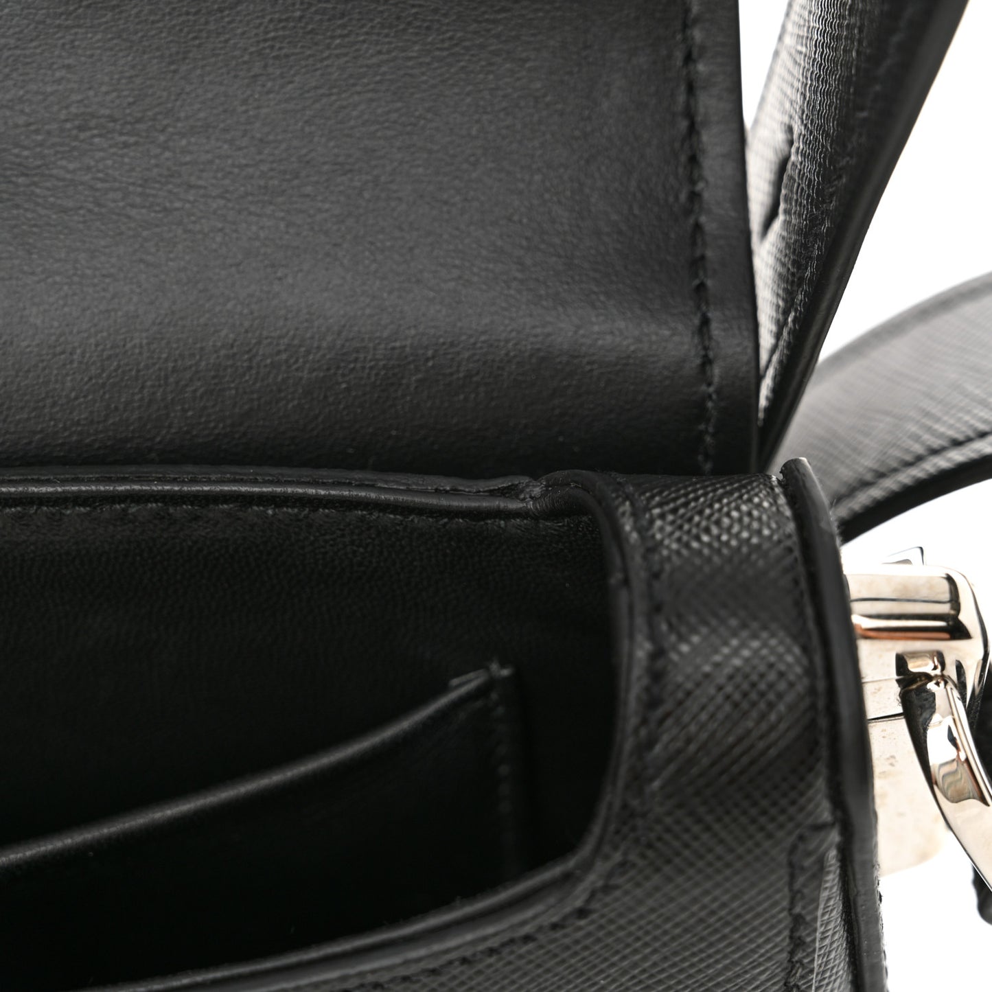 Saffiano Flap Shoulder Bag Black