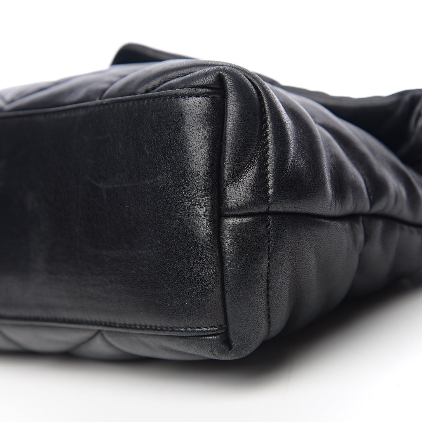 Lambskin Quilted Small Loulou Puffer Monogram Chain Satchel Black