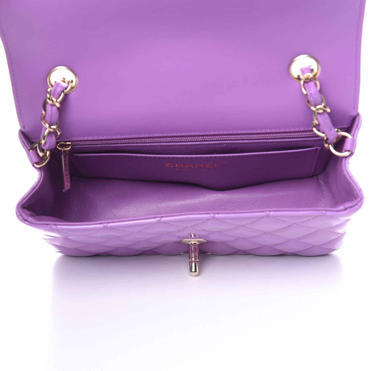 Chanel Patent Quilted Mini Rectangular Flap Purple 5 of 12