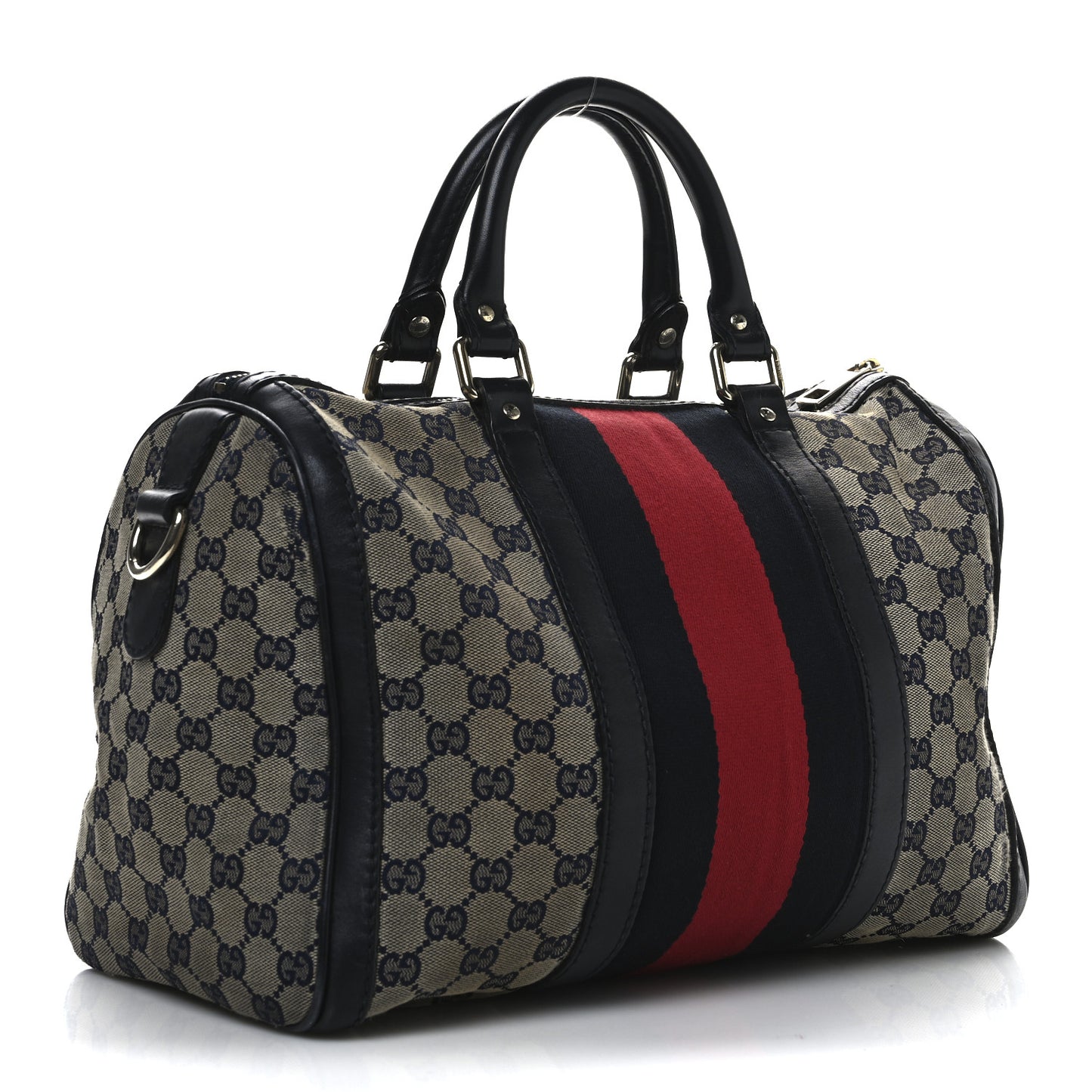 Monogram Selleria Calfskin Vintage Web Medium Boston Beige Blue
