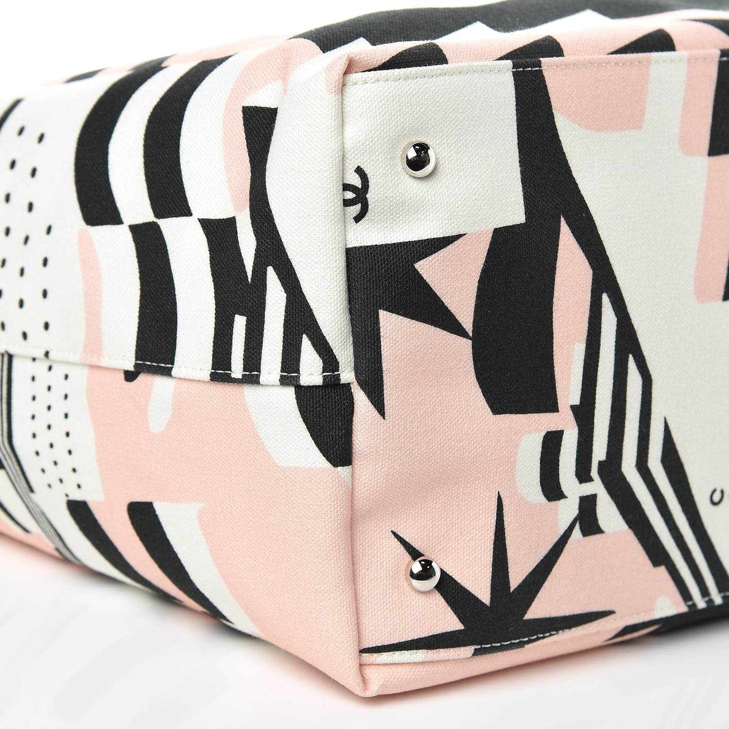 Chanel Canvas Cruise Print Tote Pink White Black 9 of 10