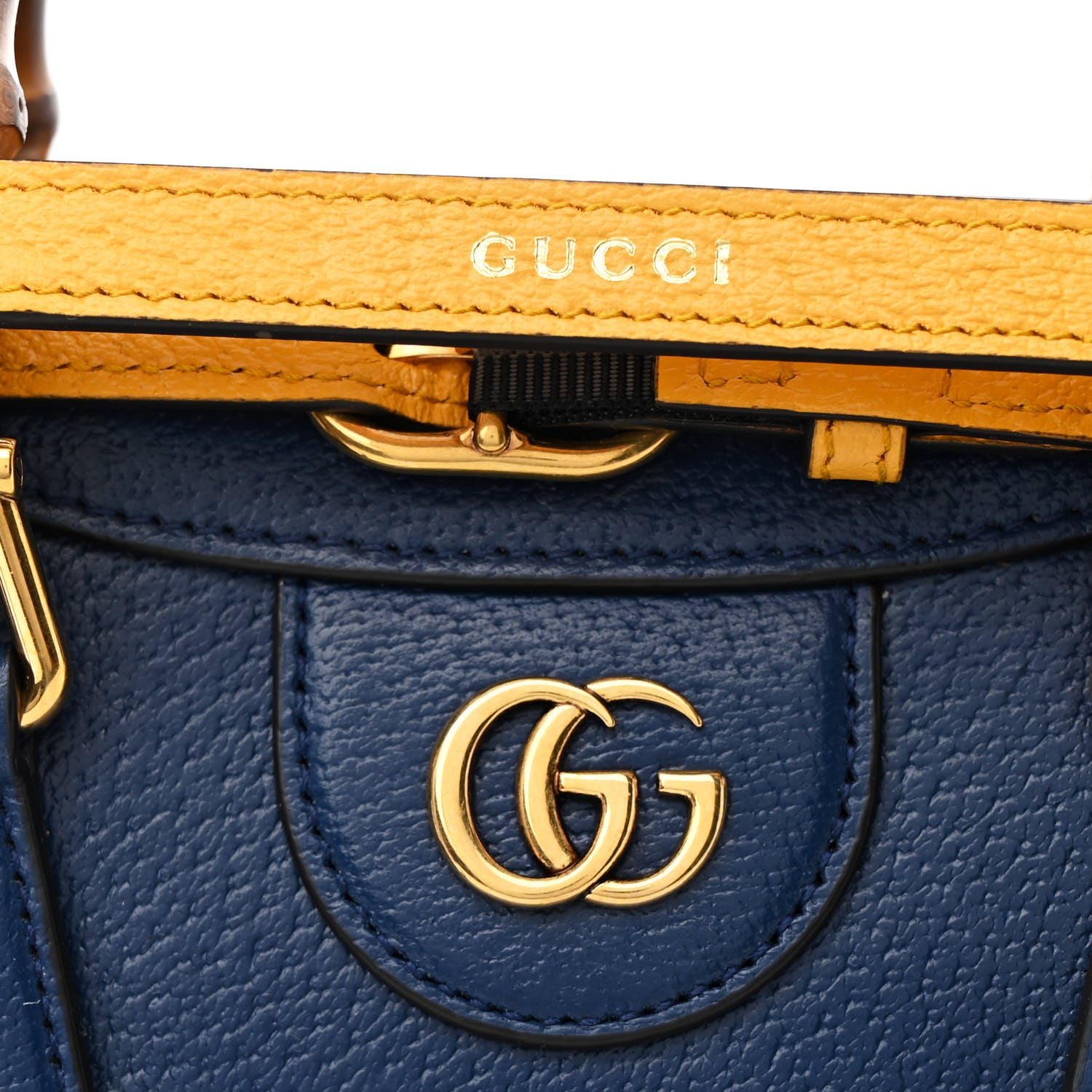 Gucci Textured Dollar Calfskin Web Small Diana Tote Bag Royal Crop 8 of 12