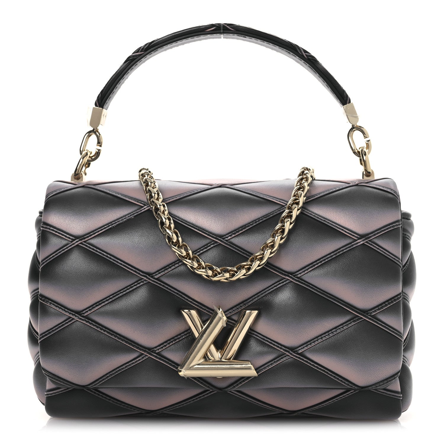 Louis Vuitton Lambskin Malletage Top Handle GO-14 MM  Black Pink 1 of 13