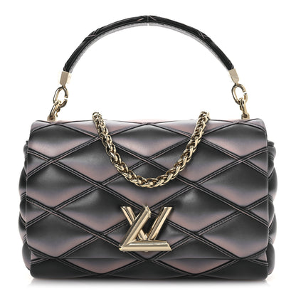 Louis Vuitton Lambskin Malletage Top Handle GO-14 MM  Black Pink 1 of 13