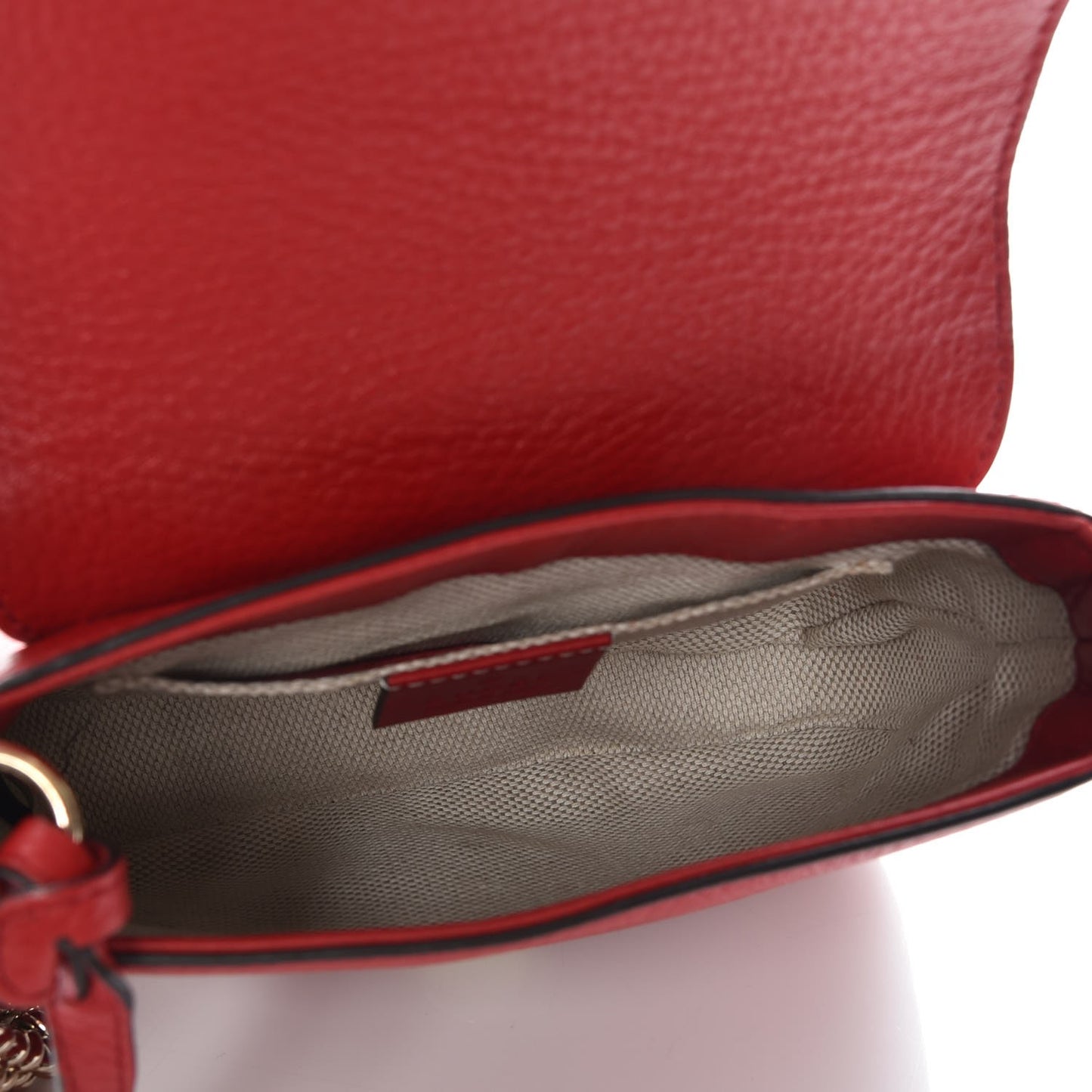 Pebbled Calfskin Small Soho Flap Crossbody Red