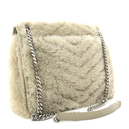 Saint Laurent Calfskin Shearling Monogram Medium Niki Chain Satchel Grey 3 of 10