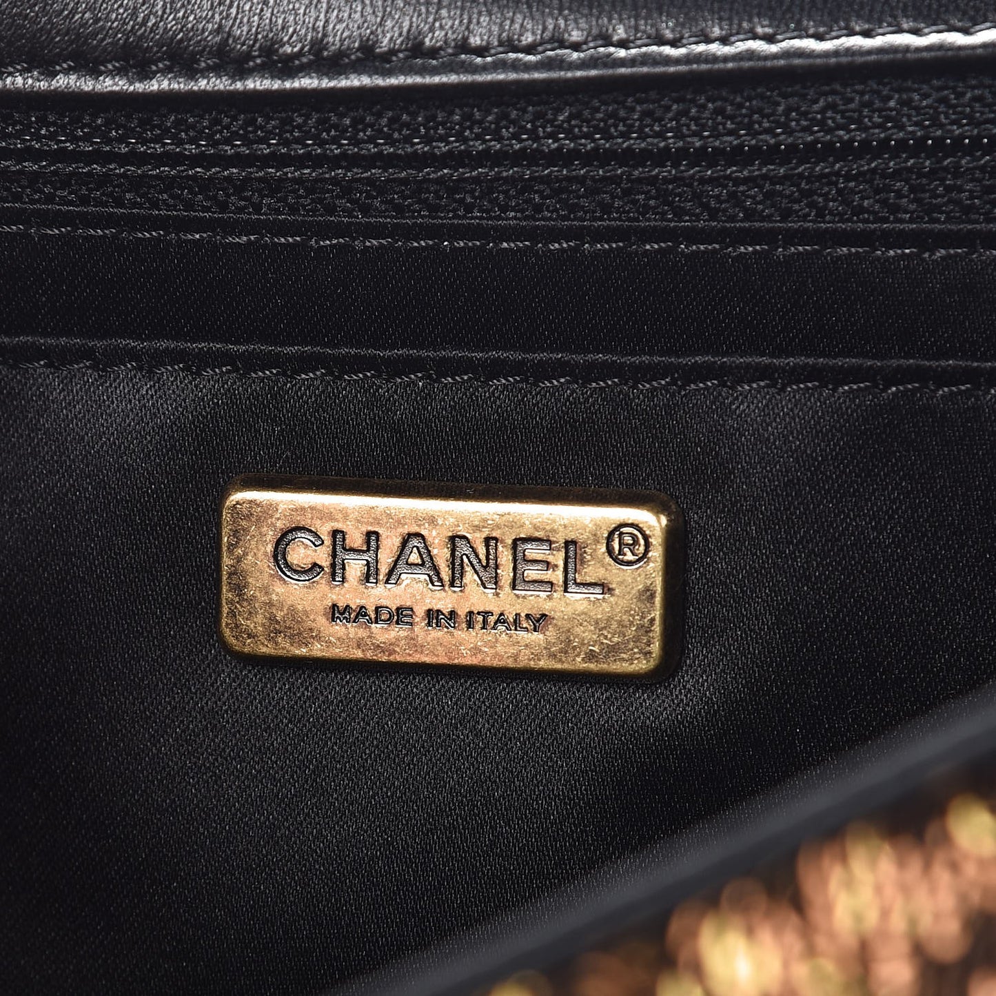 Sequin Medium Single Flap Bronze Black