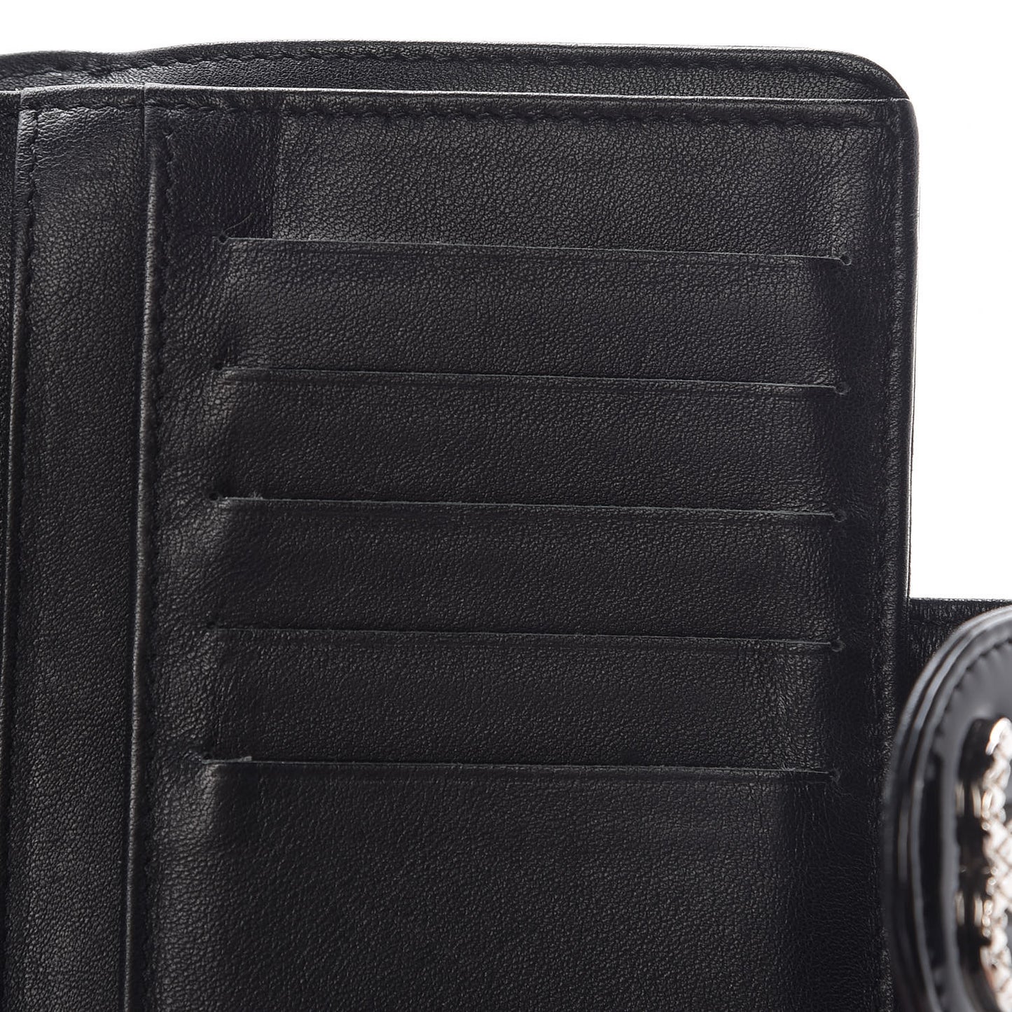 Patent Quilted Brilliant Zipped Pocket Wallet Black