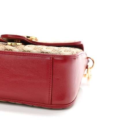Gucci Monogram Glazed Calfskin Matelasse Diagonal Mini GG Marmont Top Handle Shoulder Bag Beige Ebony New Cherry Red 11 of 12
