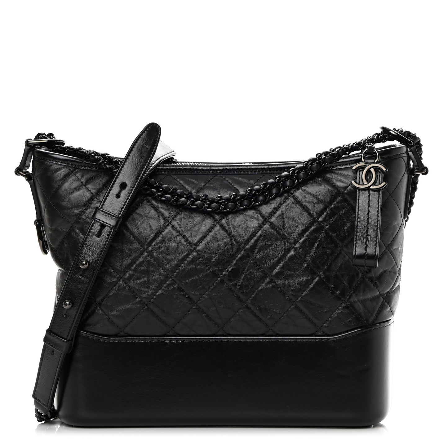 Aged Calfskin Quilted Medium Gabrielle Hobo So Black