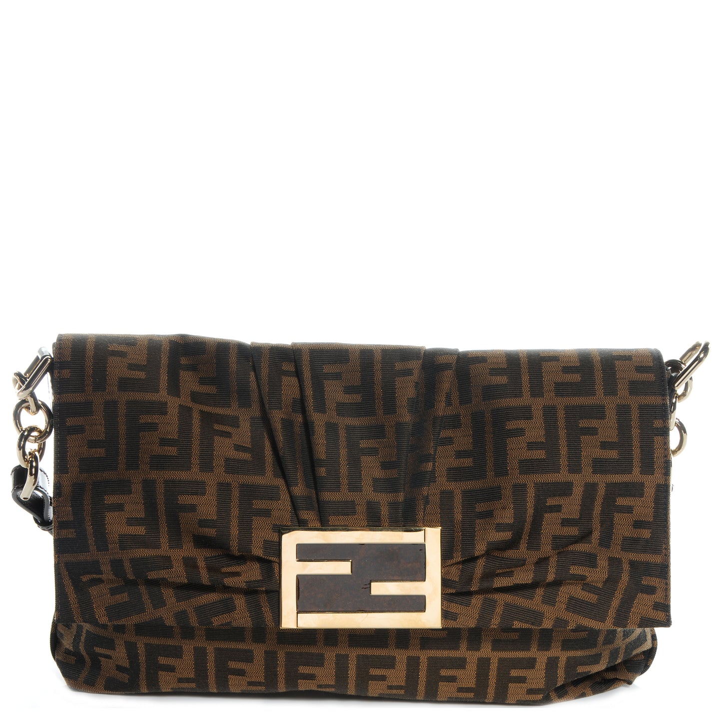 Zucca Patent Large Mia Shoulder Flap Tobacco