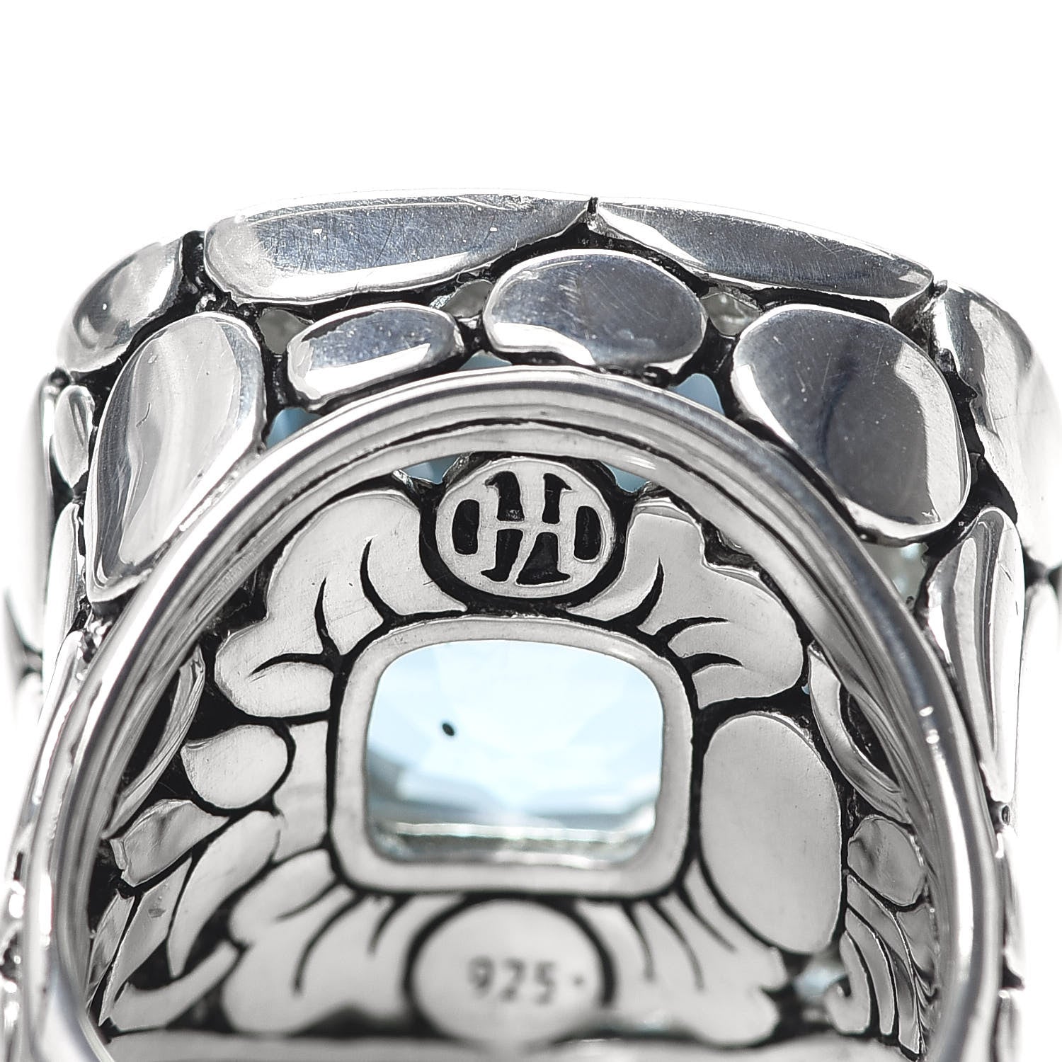 John Hardy Sterling Silver Blue Topaz Large Batu Kali Square Ring 54 6.75 5 of 6