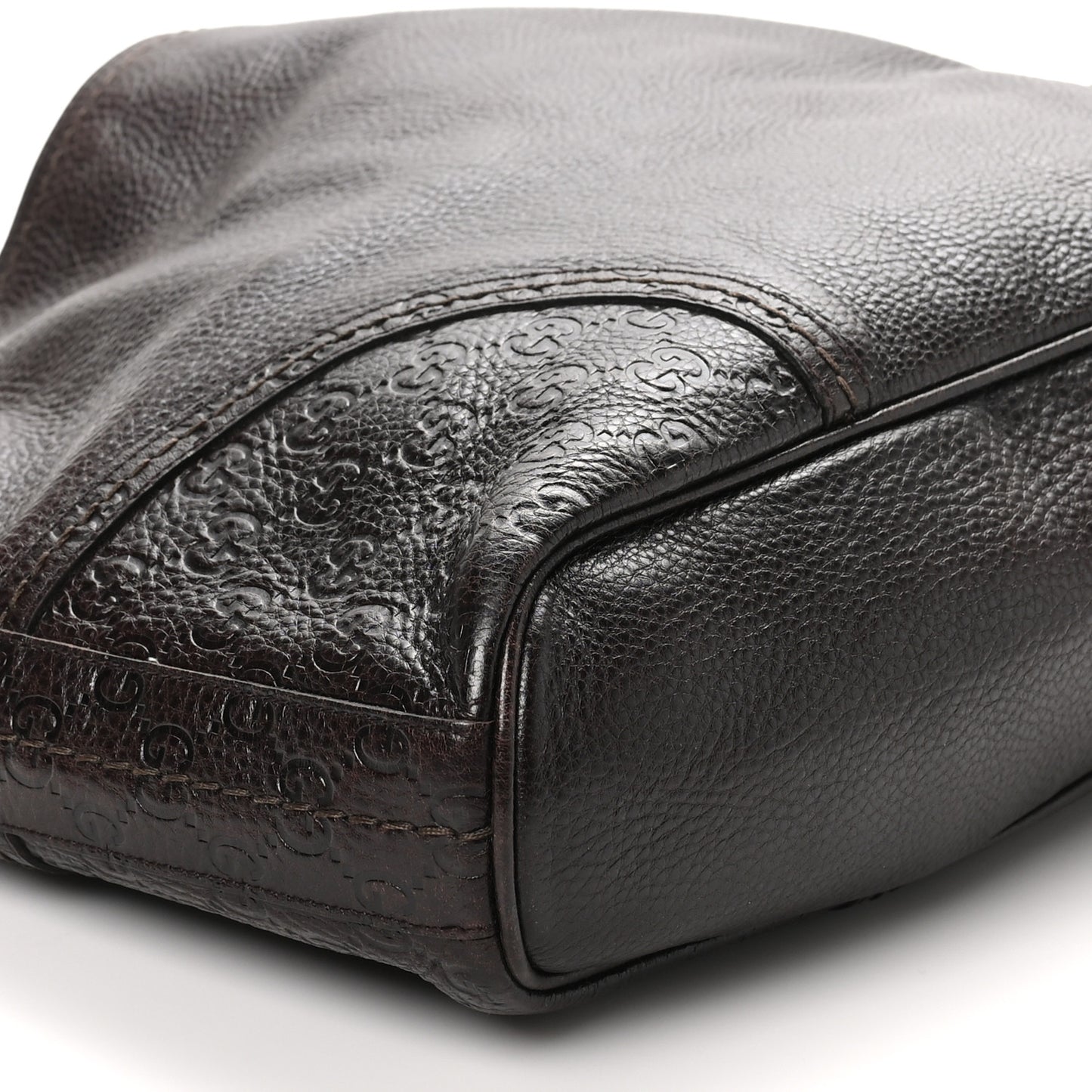 Calfskin Guccissima Trim Large Signoria Hobo Dark Brown
