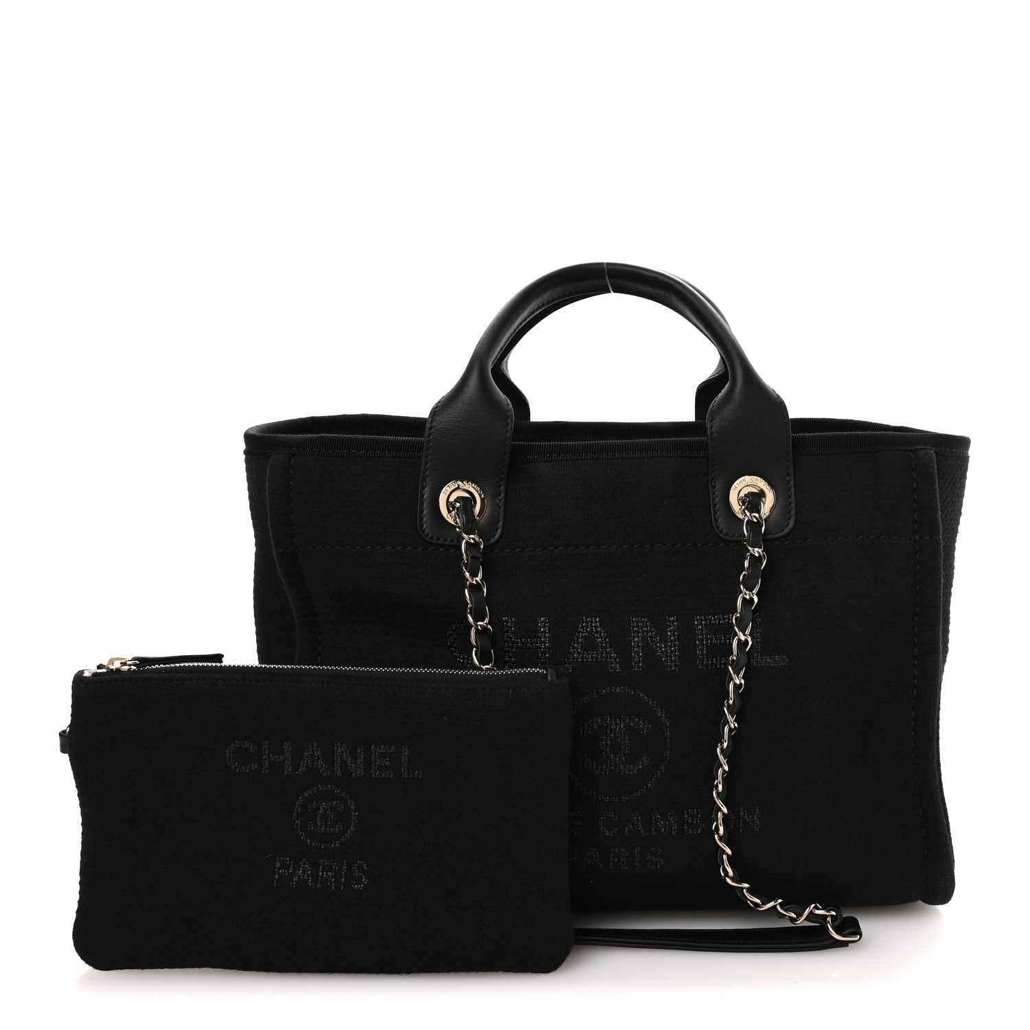 Chanel Mixed Fibers Calfskin  Small Deauville Tote Black 3 of 12
