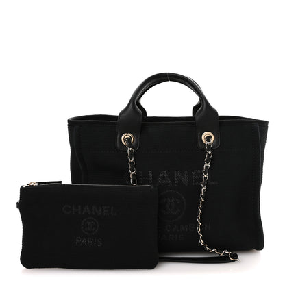 Chanel Mixed Fibers Calfskin  Small Deauville Tote Black 3 of 12